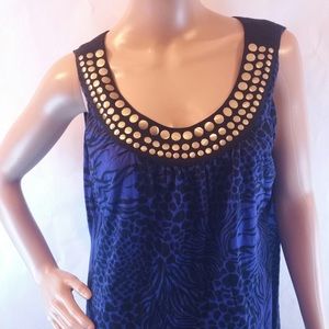 Studioworks knit gold purple animal print tank xl
